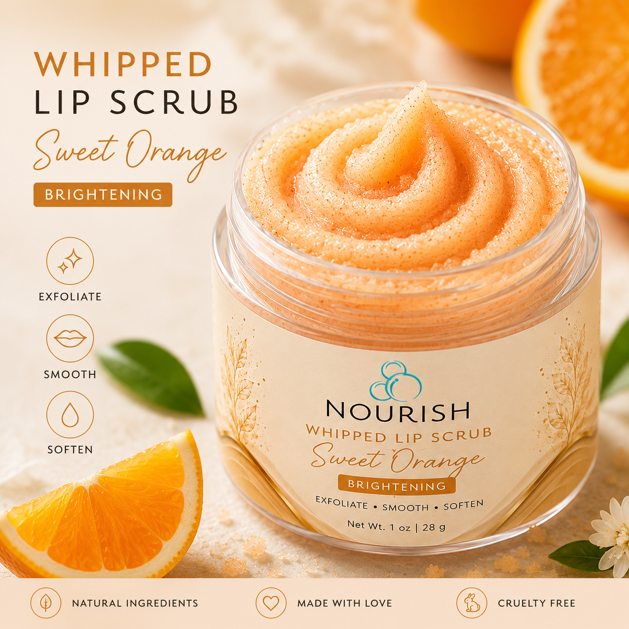Nourish Whipped Lip polish - Orange creamsicle